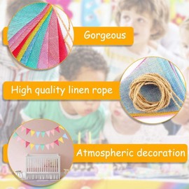 Pastel Bunting, Multicoloured Garland for Children's Room and Party Decoration, Colourful Triangle Banner Made of Fabric, Bunting Outdoor Weatherproof, 4 m 12 Flags, Outdoor Bunting, 6 Colours