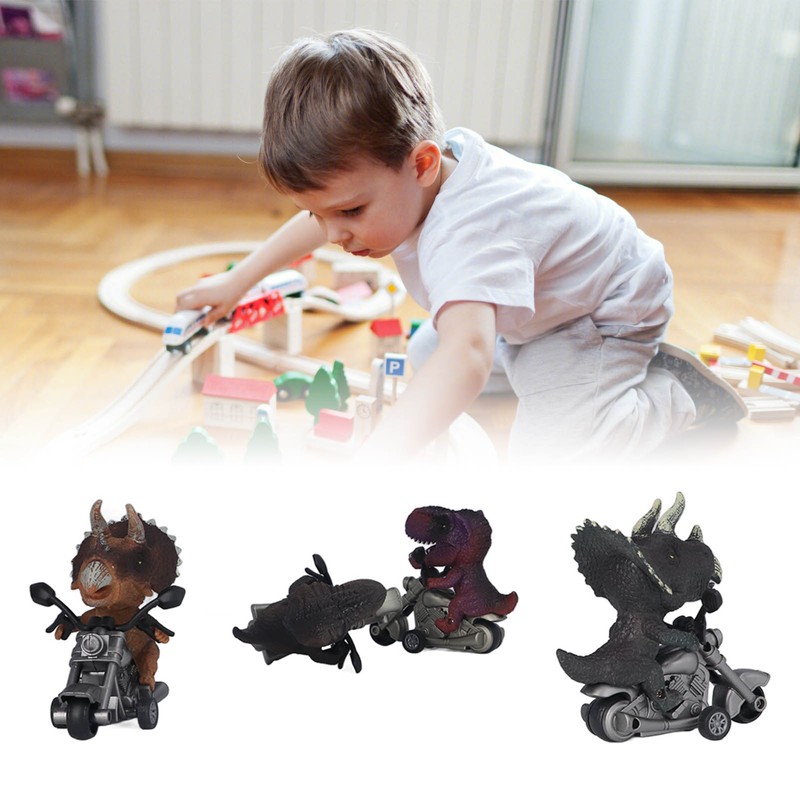 4Pcs Dinosaur Motorbike Toy Motorcycle PVC Pull Car Home Decoration