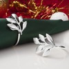 LdawyDE Napkin Rings, Pack of 4 Napkin Rings, Silver, Leaves