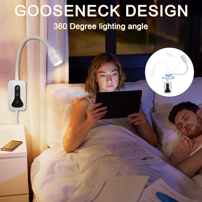 HUAEU 2 Pack Wall Mounted Headboard Reading Light, LED Dimmable