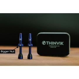 Thinvik Presta Tubeless Valve Stem 65mm,Super Light Alloy Presta Tubeless Valve Stem Kit for Tubeless Tires-2 Tubeless Valve Stem (with Aluminum Alloy Valve Cap) + Valve Core Removal Tool(Aurora Blue)