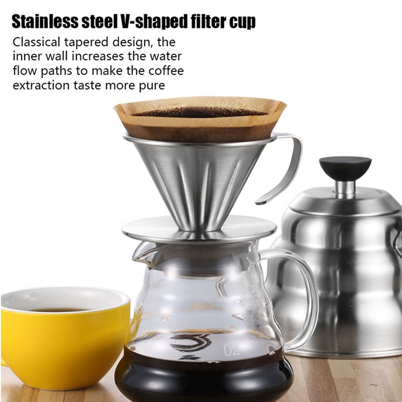 Stainless Steel Pour Over Coffee Dripper Cone Filter Cup Stand
