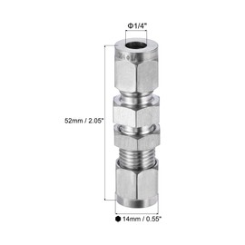 sourcing map Compression Tube Fitting 1/4" Tube OD x 1/4" Tube OD Bulkhead Union Coupling Adapter 304 Stainless Steel