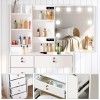Yamissi Makeup Vanity Set Dressing Table Desk with Stool LED