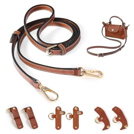Travel Essentials，Adjustable Leather Bag Strap - 0.47in Wide, 37-49in Long, 3 Buckles, Brown Purse Strap Replacement for Women