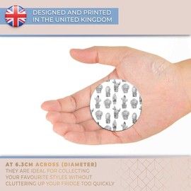 Destination Vinyl ltd Magnet for Refrigerator, Fridge BW - Cute Cactus Plants in Pots for Office, Cabinet and Whiteboard, Magnetic Stickers, 35620