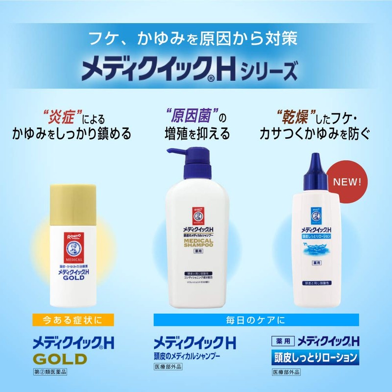 MedicQuick H Medical Shampoo, Prevents Dandruff and Itching, Improves Scalp