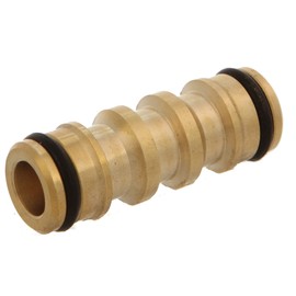 Amig - Cuff for Connecting 2 Hoses, Quick and Easy Connection for Garden Hoses, 2 Hoses with Sockets, Brass, Matt