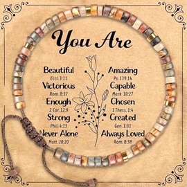 XDGBGFN Inspirational Gifts for Women Anti Anxiety Braided Bracelet with Healing Stone Adjustable You are Beautiful Amazing Bracelet Get Well Soon Gifts Emotional Support Gift