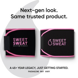 Sports Research Sweet Sweat Waist Trimmer (Core Series) - Premium Sweat Enhancing Fitness Band for Women & Men - Adjustable Fit · Latex-Free Neoprene - Pink Logo, Medium