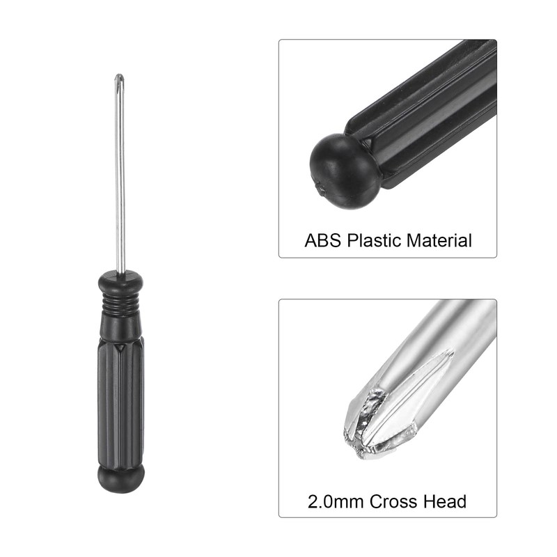sourcing map Mini Phillips Screwdriver, 2.0mm Cross Head with Black