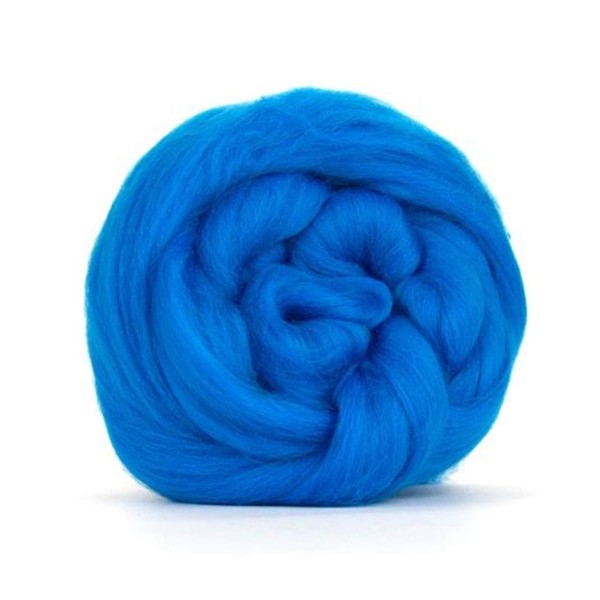 Electric Blue merino wool roving/tops - 50gm. Great for wet felting/needle felting, and hand spinning projects.