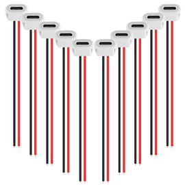 DWEII 10PCS Type-C Female Chassis Waterproof 2P Solder Wire Type USB C Pigtail Cable Extension Power Cable USB-C Plug to 2 Pin Bare Wire Open End Connector White