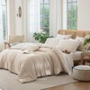 BUPIRD 3 Pieces Beige King Comforter Set, Lightweight Double-Layer Crinkle
