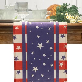 Independence Day Table Runner Kitchen Dining Table Decor, Happy July 4th Home Decoration Indoor Outdoor Party Item 30x180 Centimeters /13 x 72 Inches