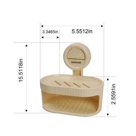 suntree Soap Dish with Suction Cup – Wall Mounted Draining Soap Holder with Sponge Tray, No Drilling, Easy to Clean, Milky White
