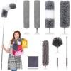 Microfiber Duster for Cleaning Fan, High Ceiling, Blinds, Gray, Silver