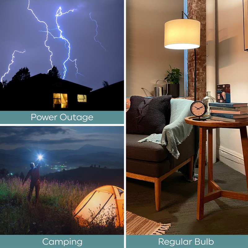 GE LED+ Backup Battery LED Light Bulbs, A21 Rechargeable Light