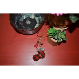 Popfizzy Christmas Stocking Keychain for Women Holiday Key Fob Backpack Keyring Xmas Purse Charms