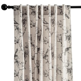 Maison d' Hermine Curtains for Living Room 100% Cotton 96 inch Length One Panel Light Filtering Curtains for Windows with Rod and Loop Pockets Easter Decorations (Turin, 50" W x 96" L)