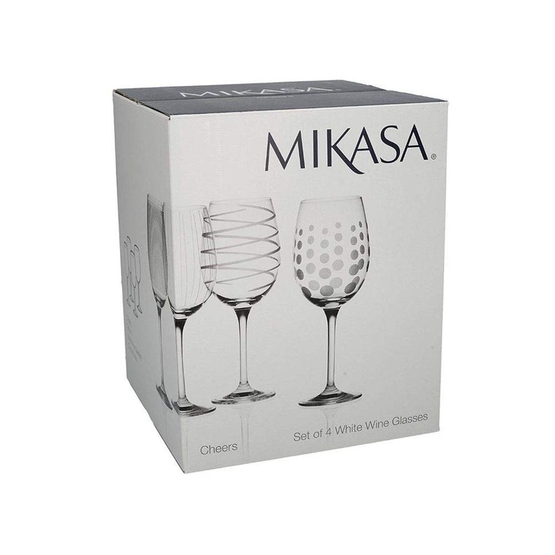 MIKASA Cheers Goblet Set/Crystal Wine Glasses with Decorative Etching, 340
