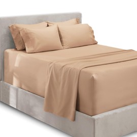 Hearth & Harbor Extra Deep Pocket King Size Sets - Fits Mattress 18-24 Inches Deep - Extra Deep Pocket Sheets - 6 Piece King Size - Taupe