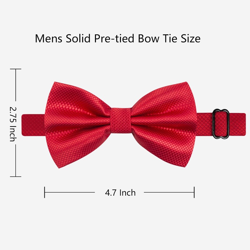 Alizeal Mens Solid Mini Squares Formal Banded Bow Ties (Red)