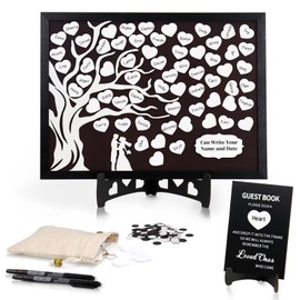 FORBFAN Wedding Guest Book Alternative Tree, Magnetic Guest Book for Wedding Reception, 80 PCS Wooden Hearts Wedding Sign in Books for Guests to Sign