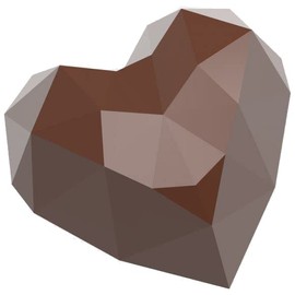 Chocolate World 0245 Clear Polycarbonate Candy Mold with 21 Faceted-Heart Cavities 33mm x 34mm x 20mm High