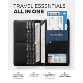 VULKIT Passport Holder Wallet Genuine Leather Top Grade RFID Blocking Travel Wallet for Men & Women