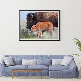 YEEIFFD Adult Diamond Art Painting Bison Round Full Crystal DIY Cross Stitch Embroidery Craft Painting Kit Home Wall Decor Gift 12x16inch