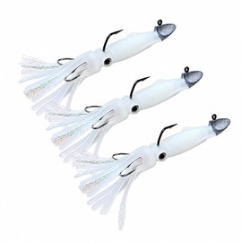 Bucht 5.5" Luminous Squid Lure 3pcs 14cm 22g Supervised by Local Fisherman Squid Worm Thailava Sea Bass Rootfish Flounder Magochi Octopus Rockfish Jig Head Soft Lure