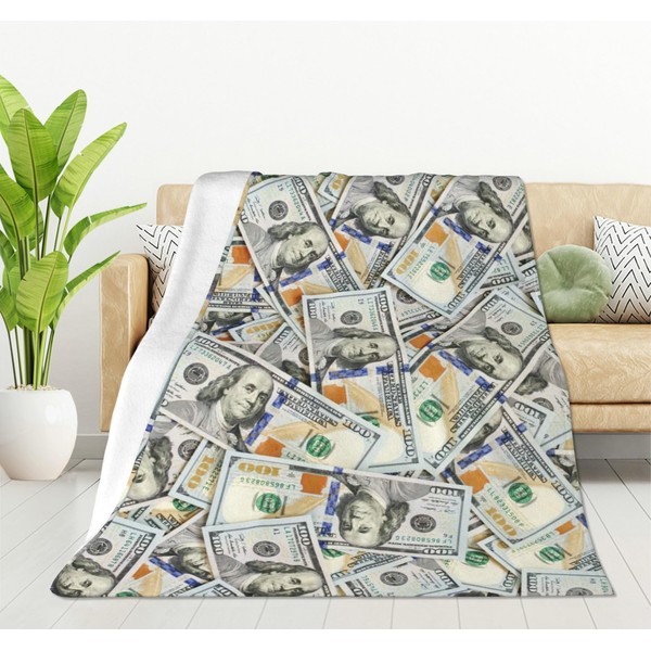 HGOD DESIGNS Dollar Pattern Blanket Smooth Soft Hundred Dollar Bill