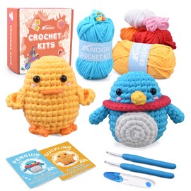 Crochet Kit for Beginners, Learn to Crochet Animals - Penguin & Duck with Step-by-Step Video Tutorials, Amigurumi Crocheting Kits, DIY Art Craft Knitting Set, Great Gifts for Adults, Teen, Girls Woman