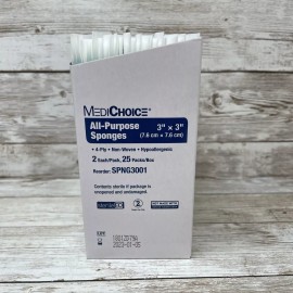 MediChoice 4 Boxes 3" x 3" All-Purpose Sponges, 200 PC, Non-Woven 4-Ply, MediChoice, 01/23