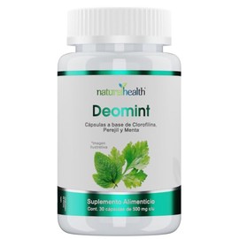 Natural Health Deomint  Clorofila en Cápsulas  Frasco con 30 Cápsulas de 500 Mg Cu a Base de Clorofilina, Perejil y Menta                             