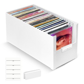 CD Storage Box, Stackable Plastic CD Organizer, Hold Up to 25 CDs, CD Storage Case for desk and Shelf