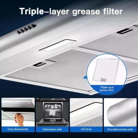 30-Inch Stainless Steel Under-Cabinet Range Hood 250 CFM Kitchen Stove Vent Hoodsize: Size 30inch