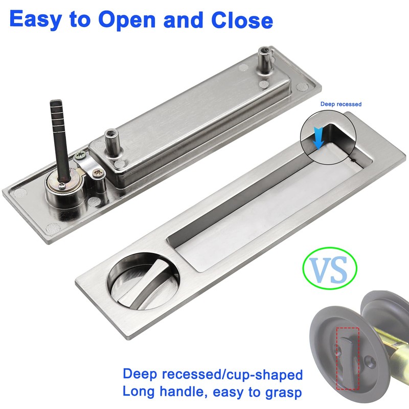Dontay Pocket Door Handle, Modern Rectangular Keyed Entry Function, (Bed/Bath)
