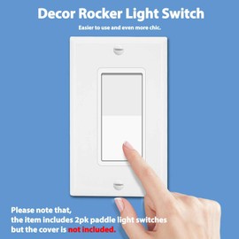 Kcmytoner Single Pole Light Switch,Decora Double Rocker Wall Paddle Light Switches,On/Off Switches with 15 Amp/120-277V,Wall Switch for Residential and Commercial Areas,UL Listed,White,8PK