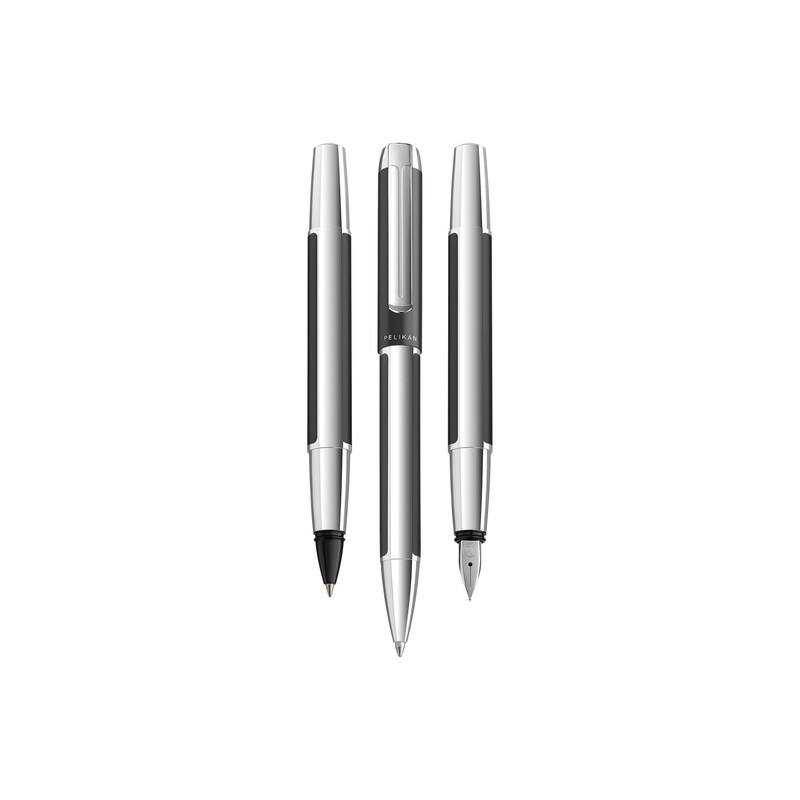 Pelikan Füllhalter Pura P40, Anthrazit, Feder F (fein), hochwertiger Patronenfüller