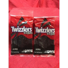 TWIZZLERS 2 Bags Twizzlers Black LICORICE 5 oz Bag Candy Twists - Brand New Fresh