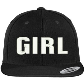 Trendy Apparel Shop Flexfit Girl Embroidered Flat Bill Snapback Cap - Black