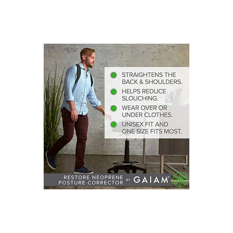 Gaiam Corrector de postura de restauración para mujeres y hombres,