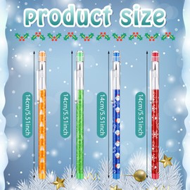 Teling Christmas Stackable Pencils Bulk with Eraser Translucent Pencil Multi Point Stackable Push Pencil Xmas Funny Christmas Winter Theme Pencil Set for School Office Student Teacher Supply(24 Pcs)