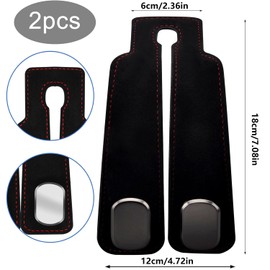 Pack of 2 Double Hooks for Car Seat Backrest, Car Storage Hooks, Car Storage Hooks, for Car - Universal Vehicle Hooks Made of PU Leather for Purse, Fabric, Shopping Bags (Black)