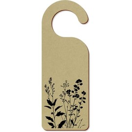 'Silhouette of Botanical Flowers' 200mm x 72mm Door Hanger/Sign (DH00045465)