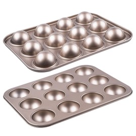 Yomvzake Donut Hole Baking Pan Set of 2, Mini Round Sphere Baking Mold Semi Sphere Tray Non-stick 1-3/4" Bite Size Half Ball For Baking and Mother's Day Gift