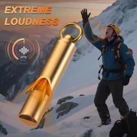 Upeckaroo Brass Emergency Whistles 2 Pack with Tangle-Free Waterproof Lanyard - Pealess Safety Whistle Survival Loud Blast for Kayak Life Vest, Boating, Camping Hiking, Hunting, Adults