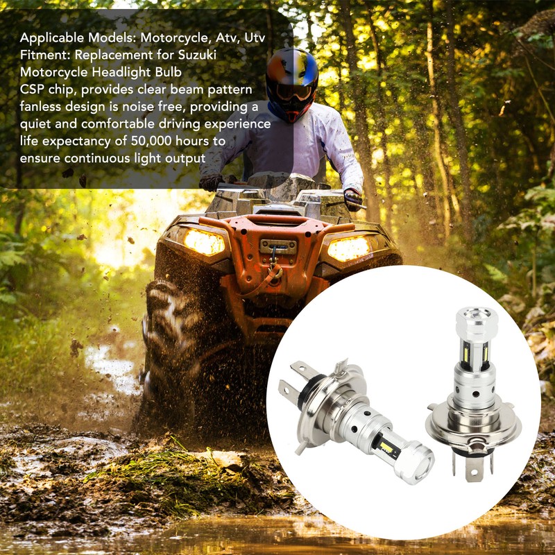 2 Pcs 100W H4 LED Motorcycle Headlight Bulb 360 Degree
